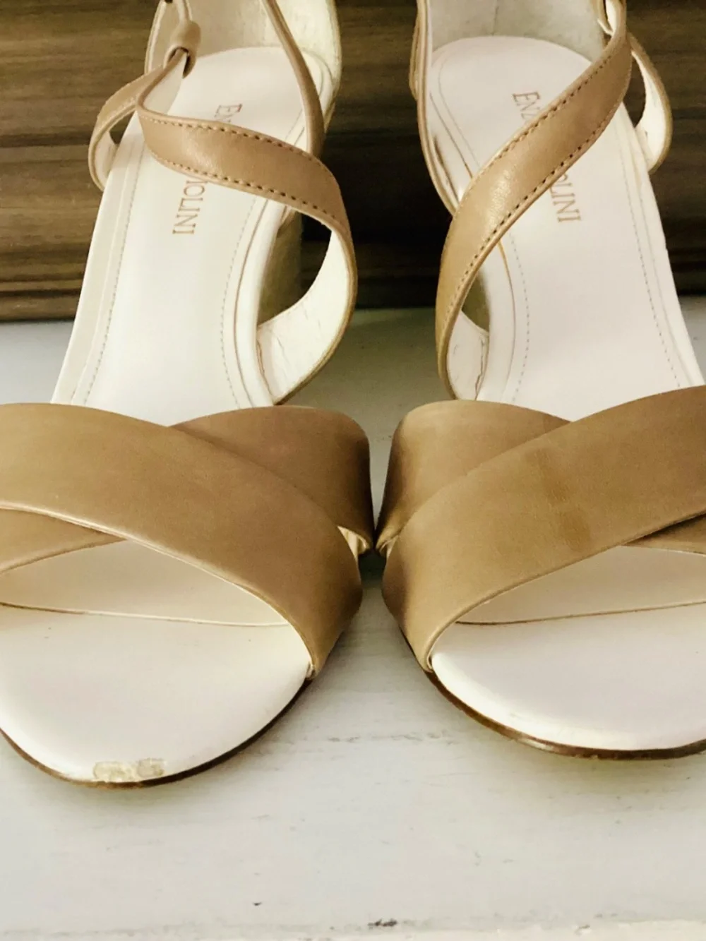 ENZO ANGIOLINI Espadrille Wedges Sandal Leather Tan crossover Strap Women’s 8M